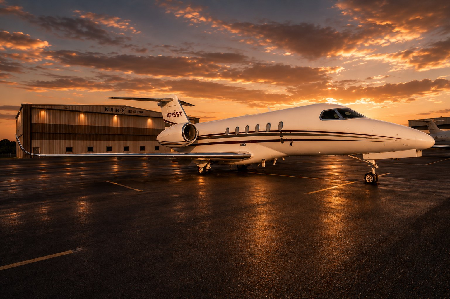 Citation Longitude N716ST at sunset