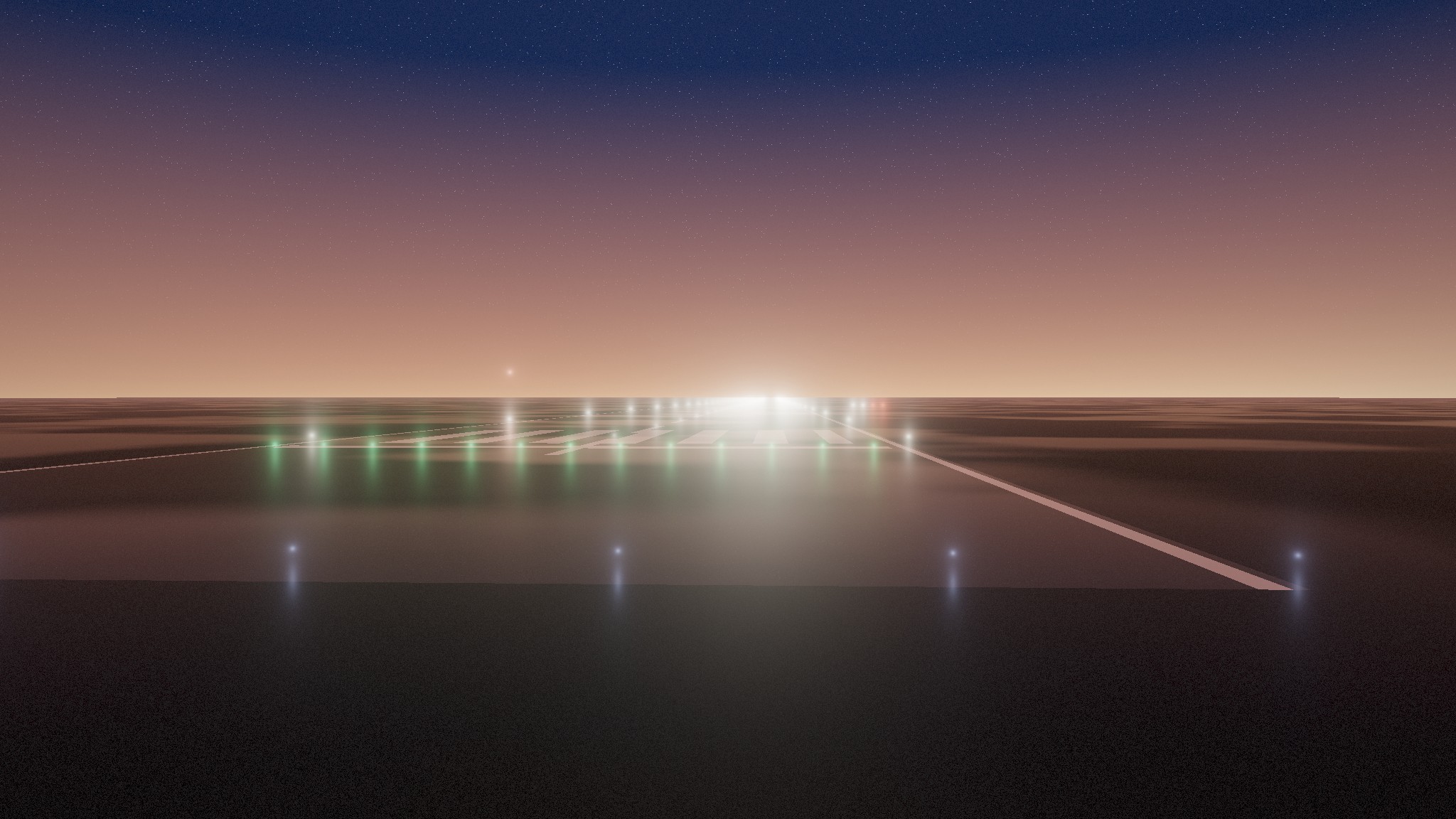 Runway lights at blue hour